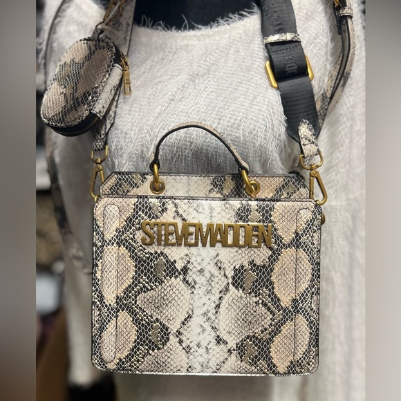 🖤🖤NWT-STEVE MADDEN STUNNING METALLIC BEVELYN SNAKE SATCHEL🖤🖤 - Picture 3 of 14